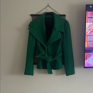 Zara Green Women's Blazer with Tie-Front